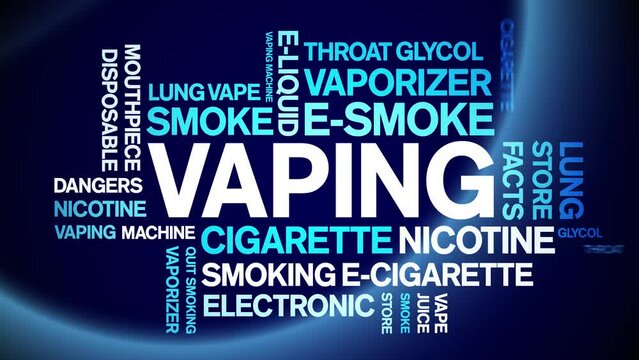 Vaping animated tag word cloud;text design animation kinetic typography seamless loop.