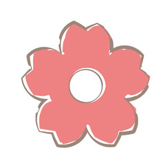 手描き風のピンクのお花のイラスト2