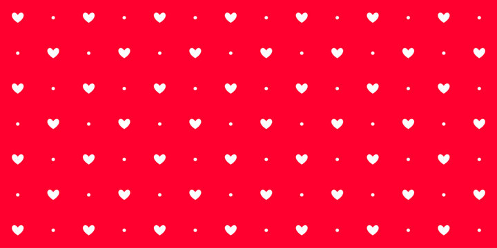 Hearts and dots seamless pattern. Red Valentines polka dot repeat background. Heart-shaped decorative texture for textile, fabric, poster, banner, print, card, invitation. Vector scarlet wallpaper