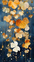 AI-generated illustration of autumn leaves in a pleasing composition. MidJourney.