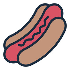 Hotdog colorful filled line icon