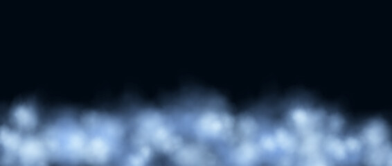 Blue neon smog frame. Glowing fog cloud wallpaper. Colorful smoke or dust border design for banner, poster, collage, cover, presentation, brochure, leaflet. Vector background