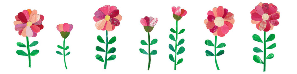 コラージュで作った野の花のイラスト素材
Collage flowers