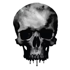 Fotobehang Aquarel doodshoofd watercolor black skull. vector illustratio