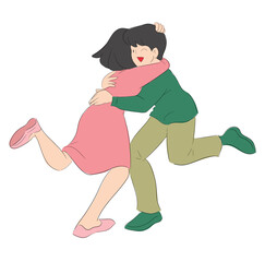 man and woman hugging each other