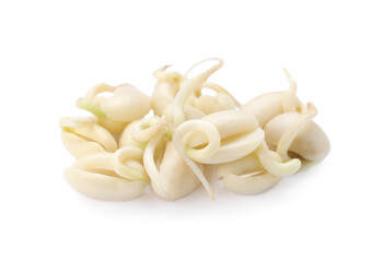 Many sprouted kidney beans isolated on white