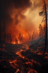 Cinematic scene of Forest fires, a threat to our environment