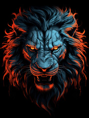 Fototapeta premium Design illustration a angry tiger face on the black background AI Generative