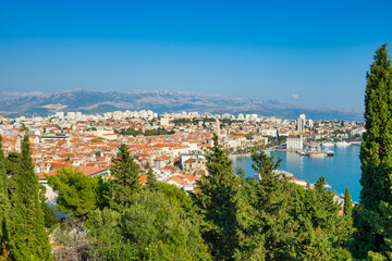 Obraz premium Aerial view of Split viewed from Marjan Park in Dalmatia, Croatia 