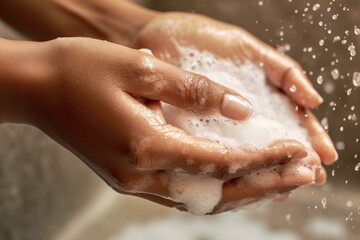 Close-Up of Female Hands Washing with Water - obrazy, fototapety, plakaty