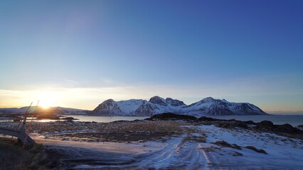 Snow mountain during winter season at Norway, Europe