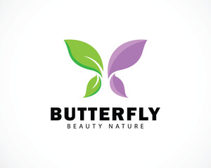 beauty nature butterfly logo creative symbol icon leave design