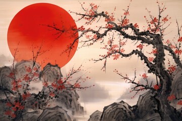 Chinese Traditional Painting Capturing the Delicate Charm of Plum Blossoms