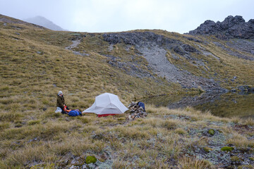camp in the mountains