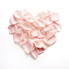 Fototapeta premium A Blush empty heart shaped rose petals isolated on a white background