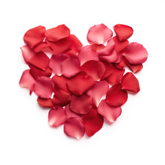 A Blush empty heart shaped rose petals isolated on a white background