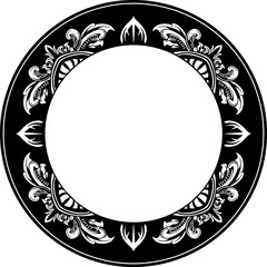 Vector Black Rounded Corner Circle Floral Frame