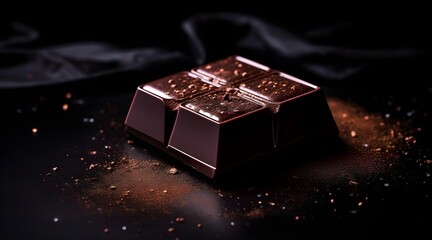 chocolate and gift, Fancy fine dark chocolates piece and cocoa powder sweet dessert