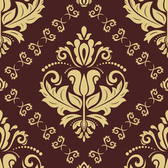 Orient classic pattern. Seamless abstract background with vintage elements. Orient brown and golden pattern. Ornament for wallpapers and packaging