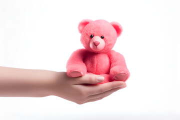 cute pink teddy bear with flower Patel generative AI