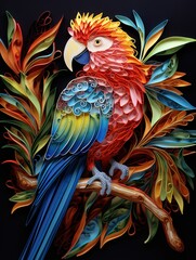 Obraz premium Beautiful papercut quilling paper filigree zoo animals