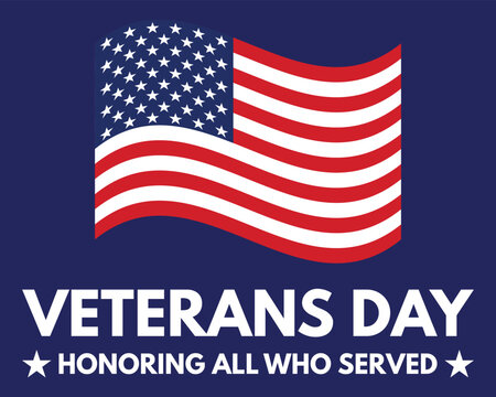 Veterans day, honoring all who served design vector illustration isolated on blue background