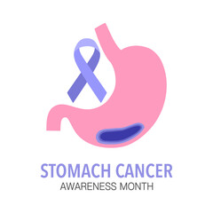 Stomach Cancer Awareness Month in flat design on white background.