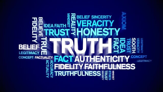 Truth animated tag word cloud;text design animation kinetic typography seamless loop.