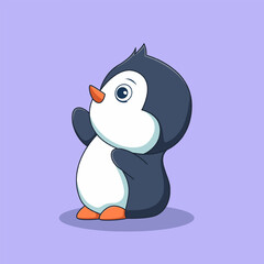 Cute Penguin Character Design Illustration