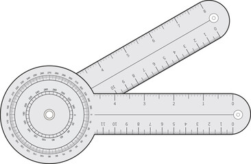Goniometer Instrument Vector measures an Angle or allows an object to be rotated to a precise angular position - obrazy, fototapety, plakaty