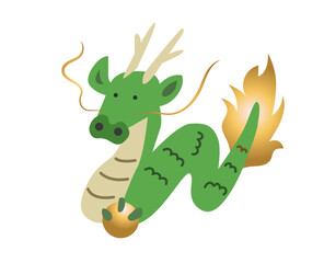 光る玉をもつ辰のキャラクターイラスト