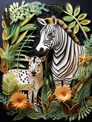 Obraz premium Beautiful papercut quilling paper filigree zoo animals