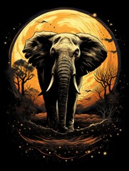 illustration elephant on the black background AI Generative