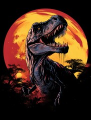 illustration scary Tyrannosaurus Rex on the black background AI Generative - obrazy, fototapety, plakaty