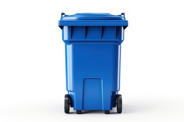 Blue bin isolated on white background. Generative AI