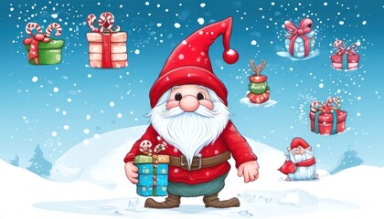 santa claus with christmas gifts