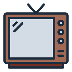 Television colorful filled line icon