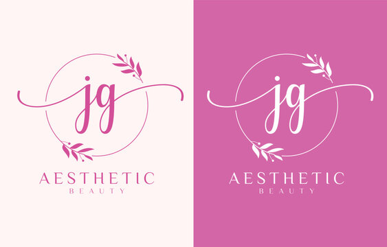 Letter JG Beauty Logo with Flourish Ornament