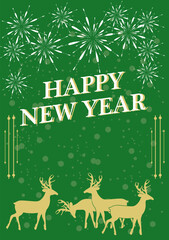 Vector illustration of Happy New year  cards with New Year tree, reindeers, snowflakes, floral frames and backgrounds design. Modern universal artistic templates. social media,party,hotel,count down.