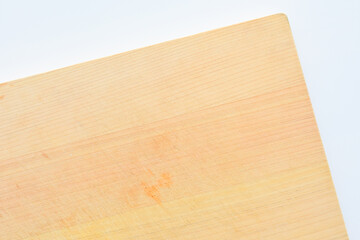 wooden cutting board isolated on white background, plank wood in the kitchen