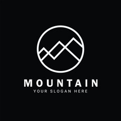 Modern Mountain Logo with a Perfect Circle and Lines