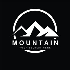 Mountain Logo with Intricate Inner Lines and Outer Circle