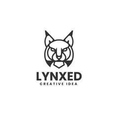 Vector Logo Illustration Lynx Line Art Style