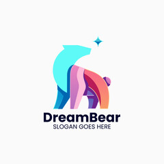 Vector Logo Illustration Bear Gradient Colorful Style