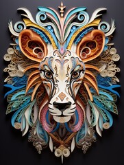 Obraz premium Beautiful papercut quilling paper filigree zoo animals