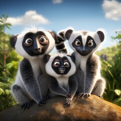 Naklejka premium Playful and Curious: Lemurs of Madagascar