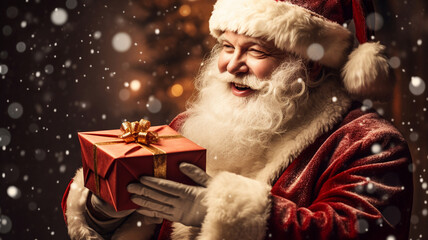 Fototapeta na wymiar Santa Claus working on Christmas gifts