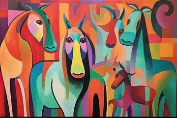 Horses colorful painting