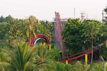 jakarta, indonesia - june 30, 2023 : Halilintar is one of the biggest Roller Coaster in the theme...
