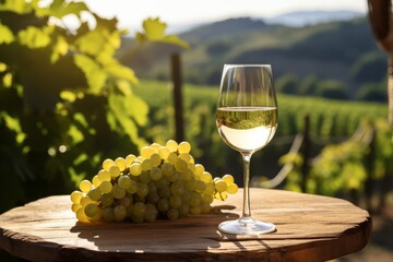 Savoring a refreshing glass of Riesling amidst the tranquility of a scenic vineyard